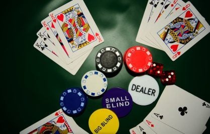 Poker chips, blinds and buttons